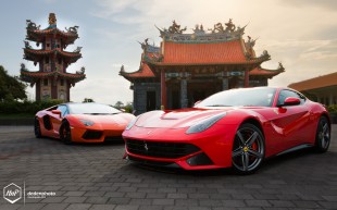 may14s (Wallpaper Wednesday // Bali Exotic Duo // Ferrari F12 and Aventador)